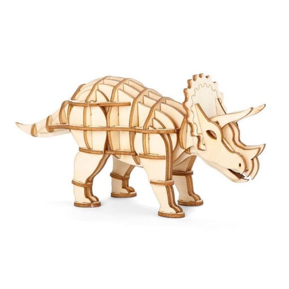 Kikkerland Triceratops 3D Wooden Puzzle Laser Cut NEW - Picture 1 of 6
